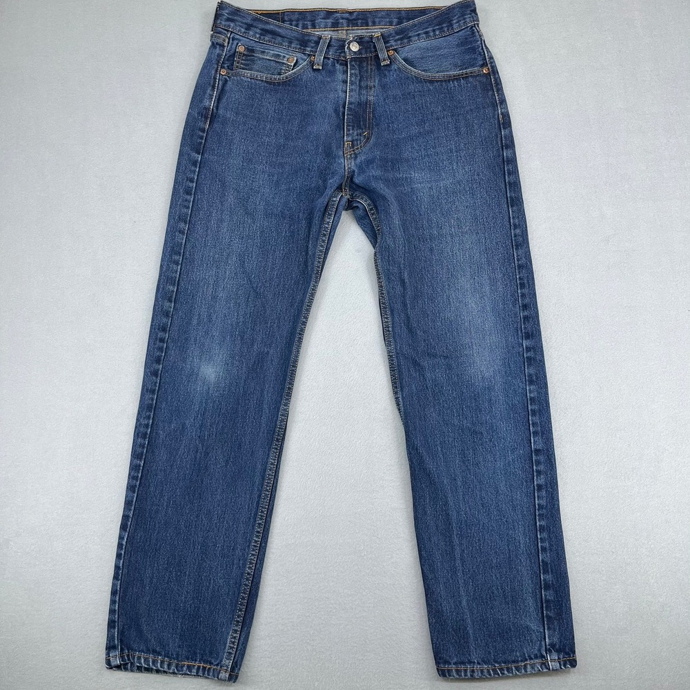 Levis 505 Regular Fit Straight Leg Mens Jeans Medium Wash‎ Blue 34x32